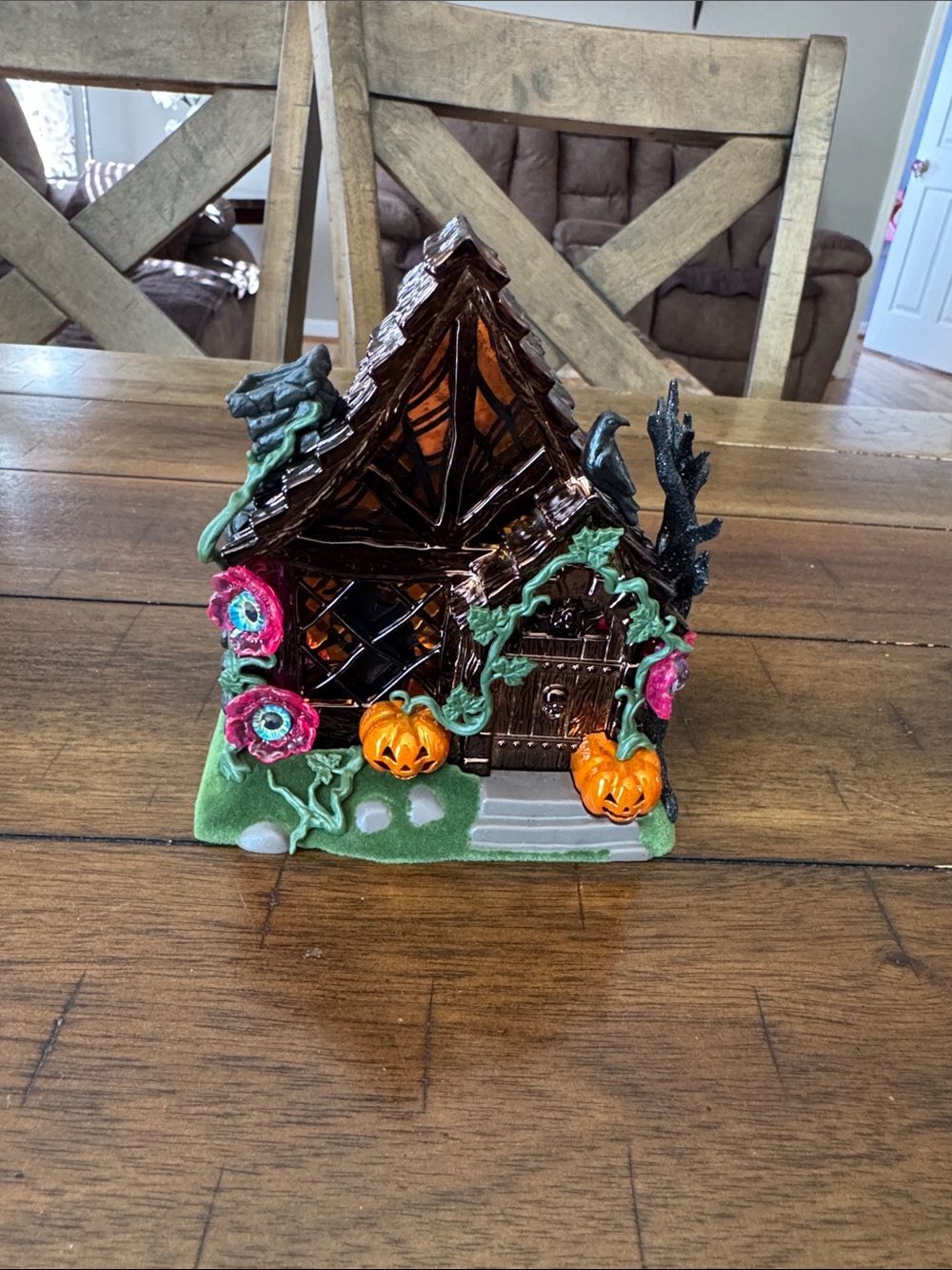 Halloween Gingerbread Haunted House Holiday Decoration - Orange, Green, Pink